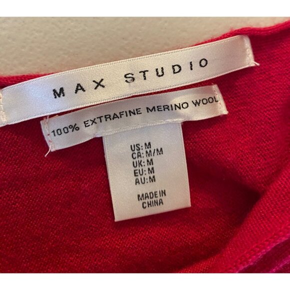 Max Studio Womens Red Merino Wool Long Sleeve Sweater Medium - Picture 3 of 9